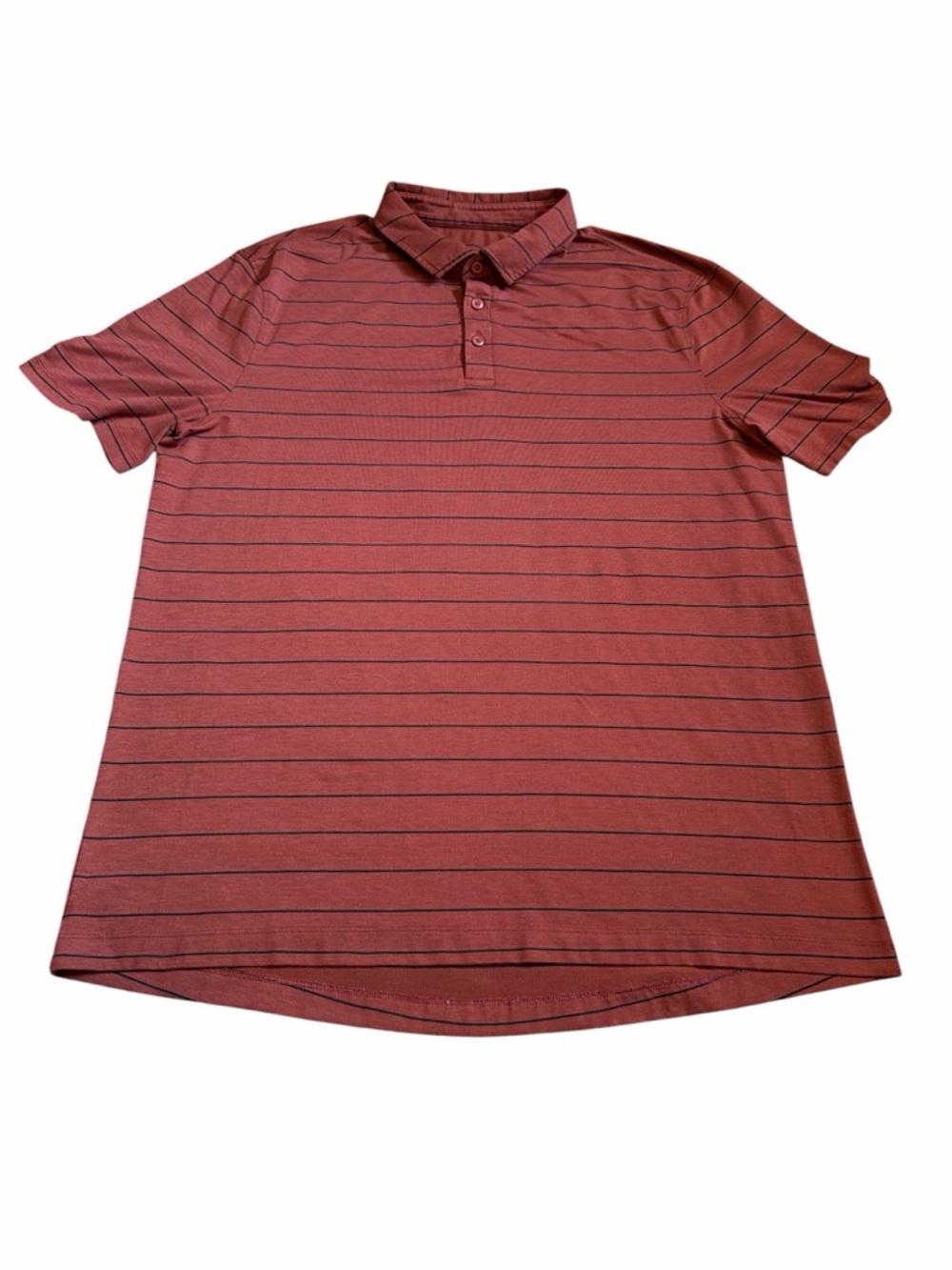 Lululemon Men's Red Striped Polo Shirt